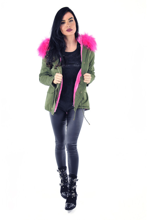 Parka aus Baumwolle mit Kunstpelz und Kunstfellfutter